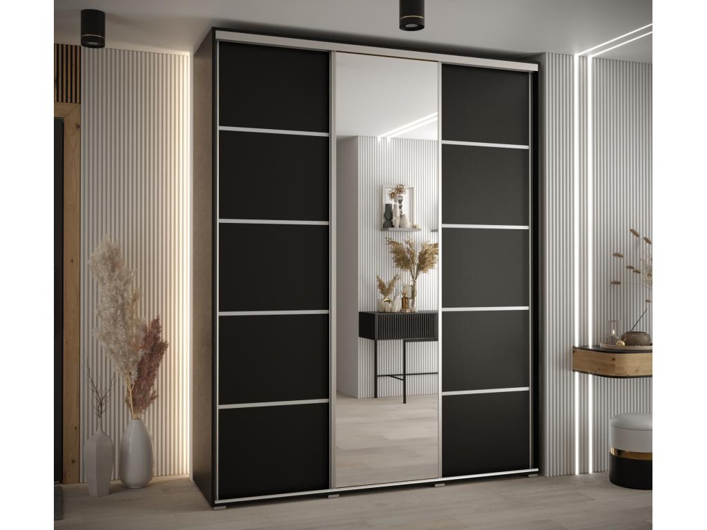Lysvia 5 Sliding Door Wardrobe 235.2/170/60 3 Doors Black/Black/Silver ESVL40180