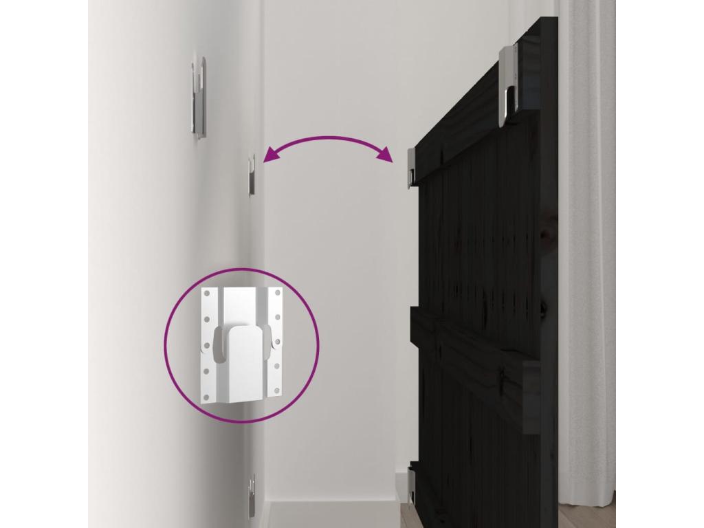 Wall-mounted headboard, black, 95.5x3x60 cm, solid pine wood, EKHZ83981