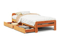 Bed frame without mattress, brown wax finish, 100x200cm, solid pine wood, VMCG11117