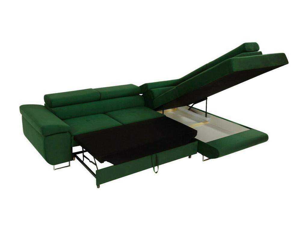 Dormeva S100 Corner Sofa, Green, Sleeping Function, Bedding Box, 274x203x70cm, PXEI20924