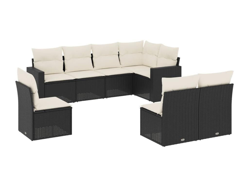 8-piece garden furniture set with cushions, black resin wicker ZTFP33787