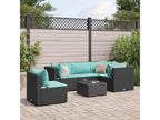 6-piece garden furniture set with cushions, black woven resin, WECE82723