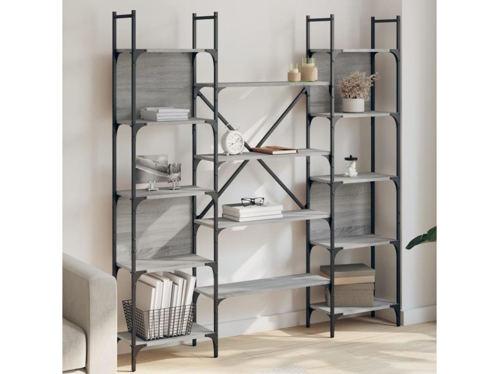 Lysvia bookcase, grey, 155.5x24x166.5 cm, engineered wood, FFPN85359
