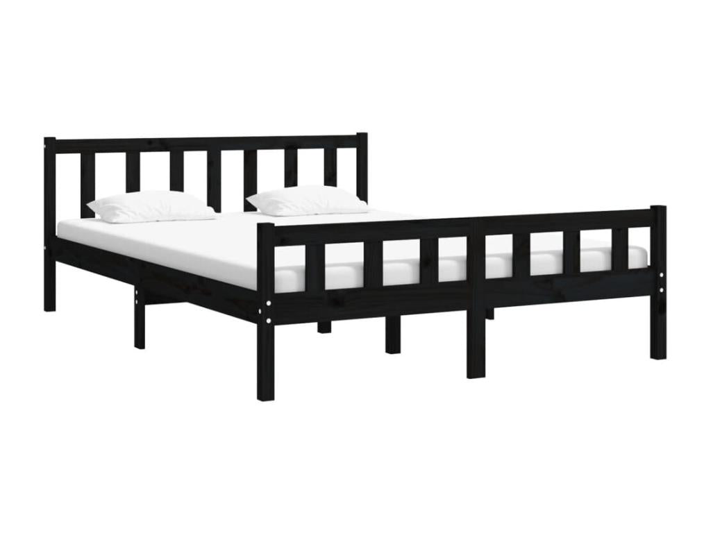 Black Solid Wood Bed Frame 150x200 cm Extra Large SYRI13159
