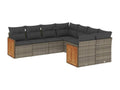 8-piece garden furniture set with grey resin wicker cushions JCCP30778