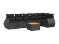 7-piece garden furniture set with cushions, black woven resin, ITCI31414