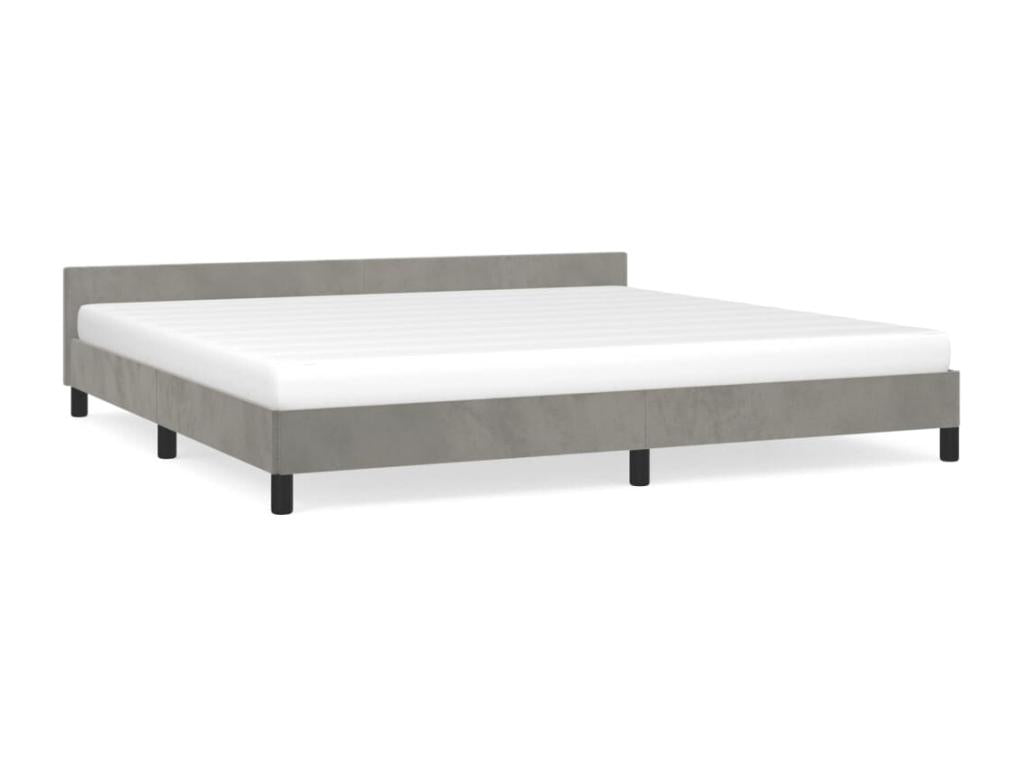Bed frame with headboard, light grey, 200x200 cm, velvet, OMFN41093