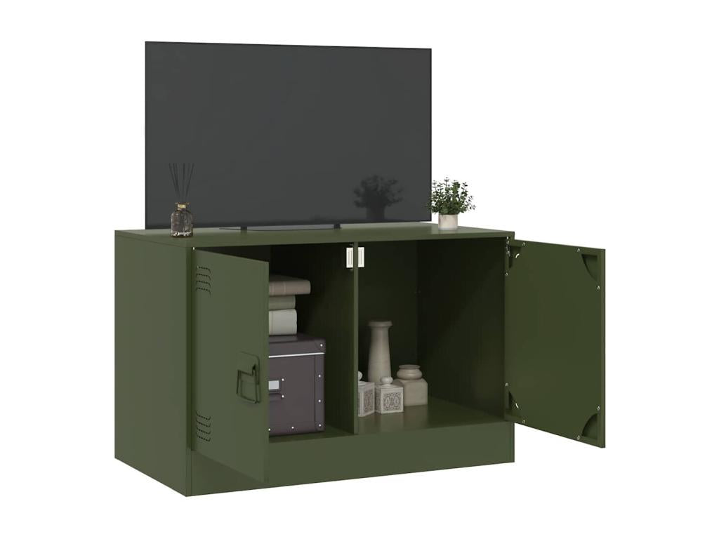 Olive green TV stand 67x39x44 cm steel RFHH83741