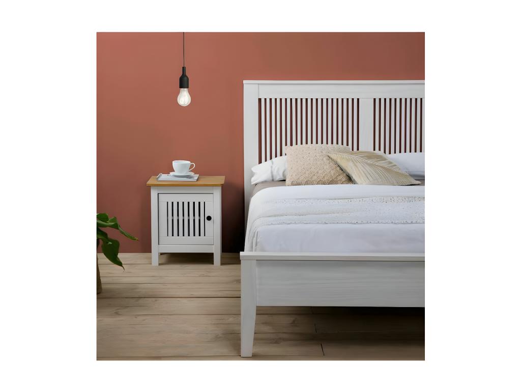 Dormeva OUVH78682 1-Door Bedside Table, Wood/White