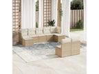 9-piece garden furniture set with cushions, beige woven resin, UDOS27720