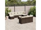 11-piece brown resin wicker garden furniture set and cushions JHFT72128