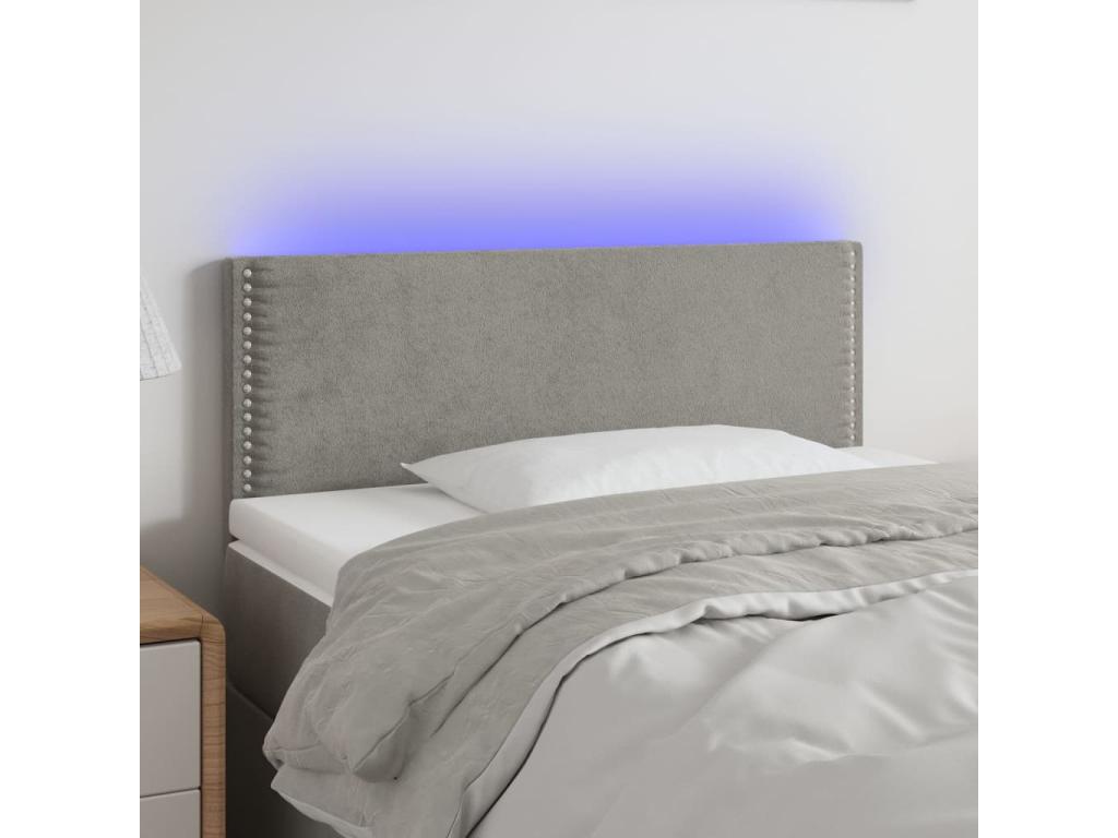 Light Grey LED Headboard 90x5x78/88 cm Velvet CSGQ88749