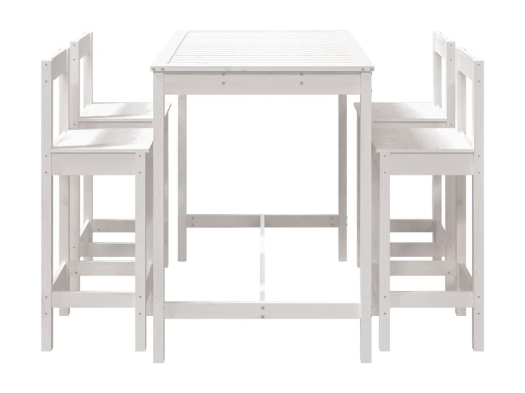 5-piece garden bar set, white, solid pine wood DRUP18186