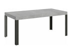 Dormeva rectangular dining table, concrete grey with dark grey metal legs, 130cm, SQOD99474