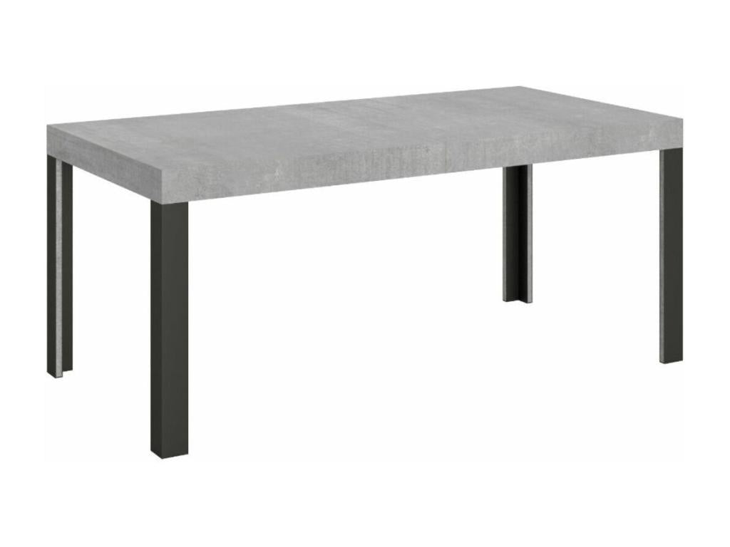 Dormeva rectangular dining table, concrete grey with dark grey metal legs, 130cm, SQOD99474