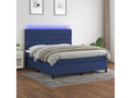 Upholstered bed base with mattress and blue LED lighting, 160x200 cm, fabric FIMV42850