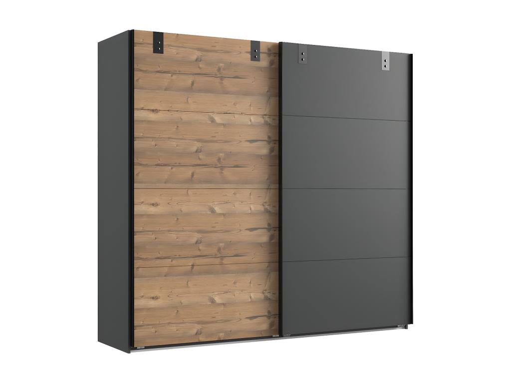 Complete adult bedroom set with 180x200 cm bed, 2 bedside tables, and wardrobe in oak finish JTXE57931