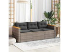 Garden sofa with cushions, 3-seater grey woven resin IDDA16343