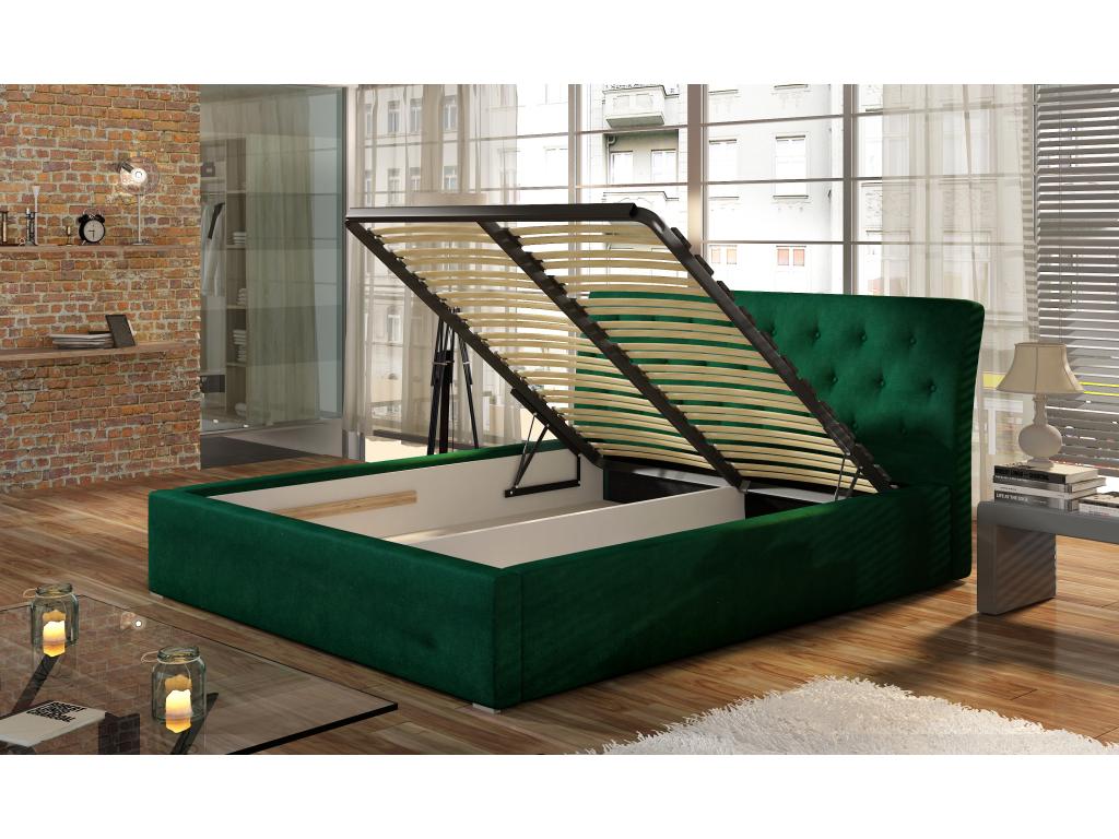 Dormeva tufted velvet bed - Duck Blue - 140x200 - Storage version VOLU74071