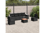7-piece garden furniture set with cushions, black resin wicker QDWL73121