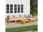 6-piece garden furniture set with light grey cushions, solid wood FJVC86212