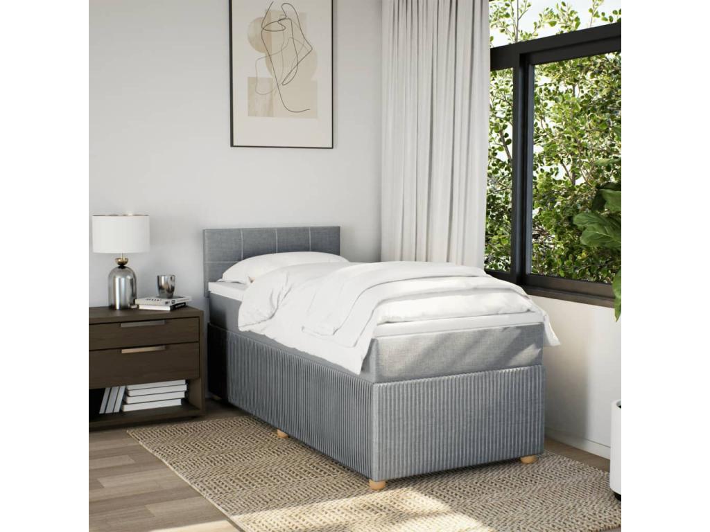 Dormeva bed base with mattress, light grey, 90x200 cm, fabric VPWD68825