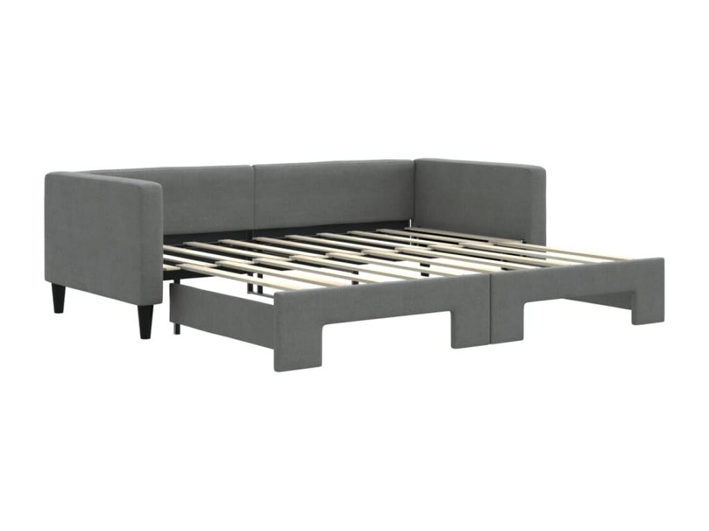 Daybed with pull-out bed, dark grey, 90x190 cm, fabric SMRN27301
