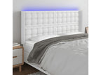 White LED Headboard 147x16x118/128 cm Faux Leather DMUY21124