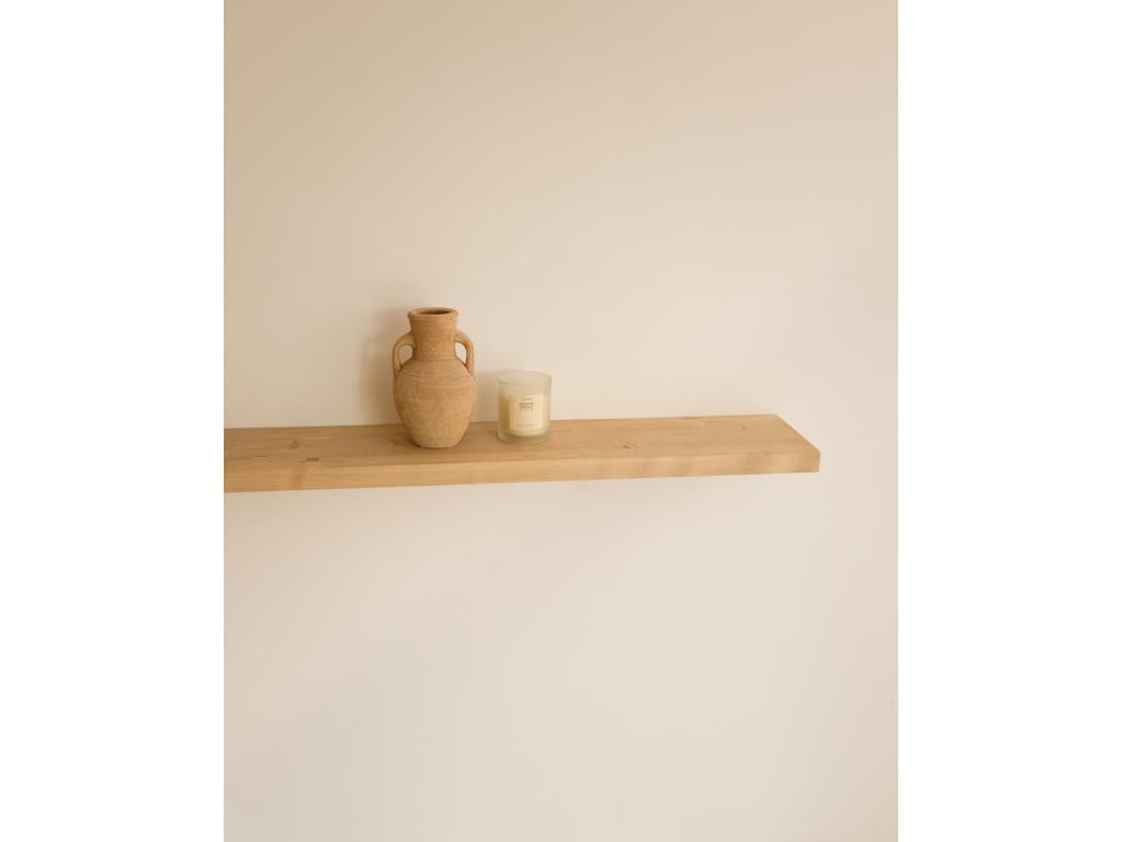 Set of 3 floating shelves in brown fir wood, 140x3.2cm - Lysvia OLKM60089