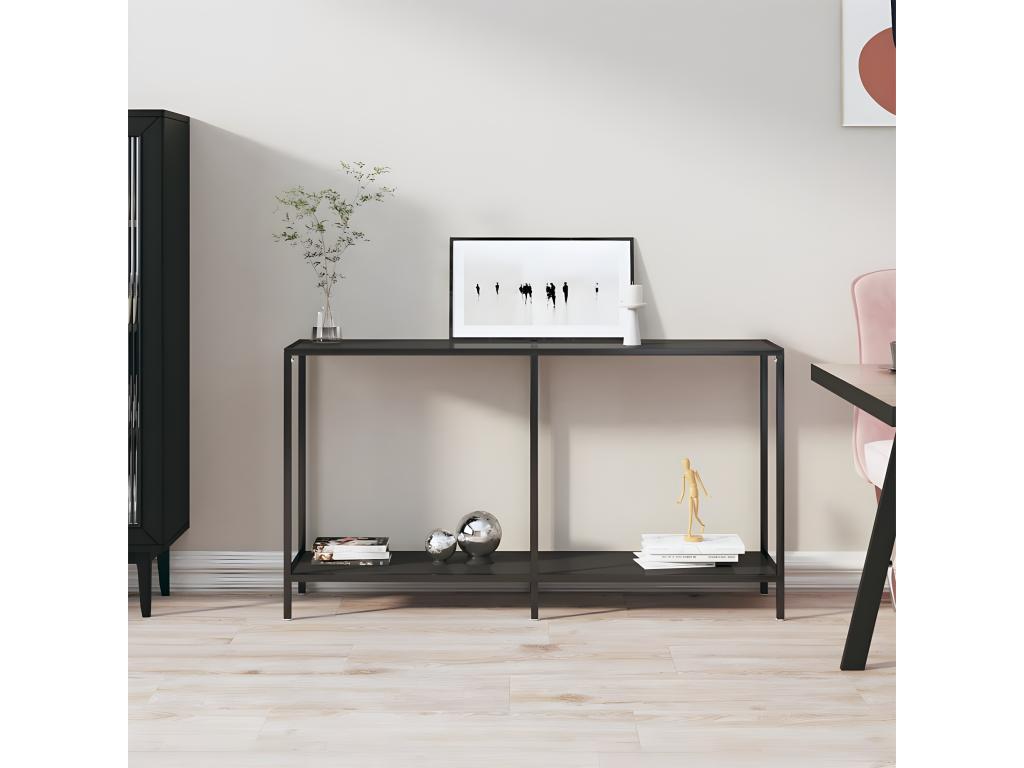 Black console table 140x35x75.5 cm Tempered glass BVDC38508