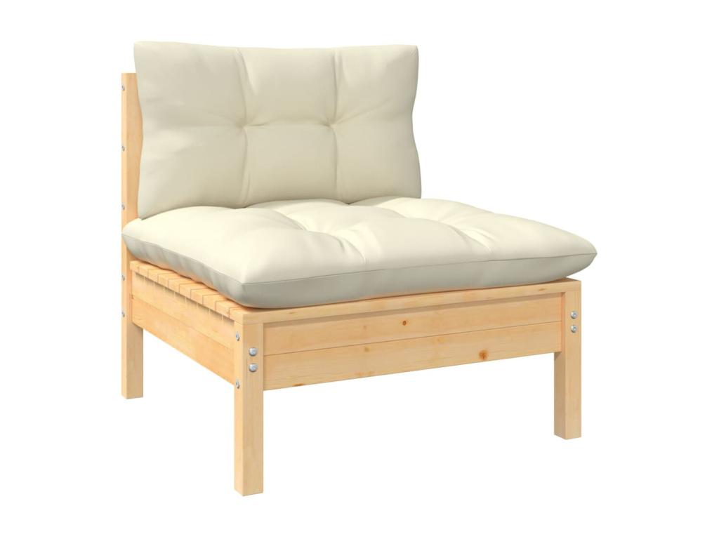 11-piece garden furniture set with cream cushions, pine wood, TOZX87536