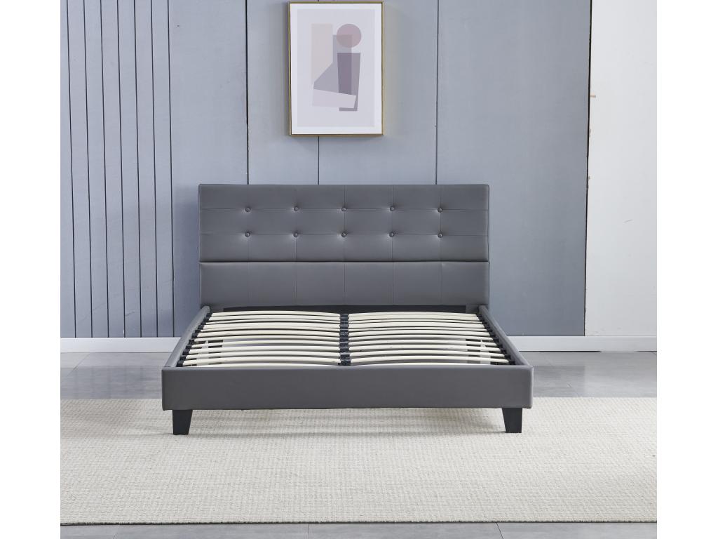 140x200 cm bed with buttoned headboard, grey color JESO49857