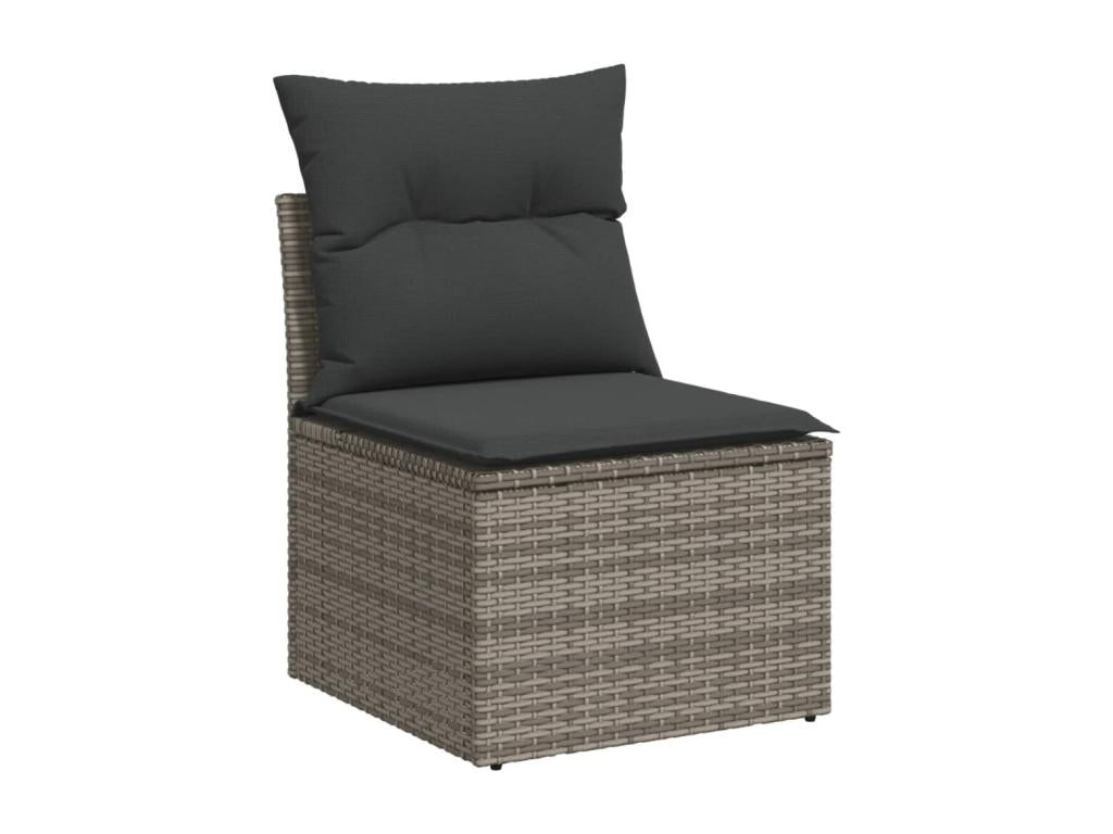 6-piece garden furniture set with grey resin wicker cushions PTXI63559