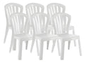 Set of 6 stackable resin garden chairs in white - Length 52 x Depth 52 x Height 88 cm VBCZ42854