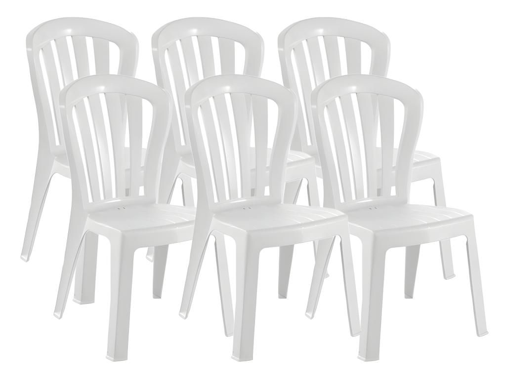 Set of 6 stackable resin garden chairs in white - Length 52 x Depth 52 x Height 88 cm VBCZ42854