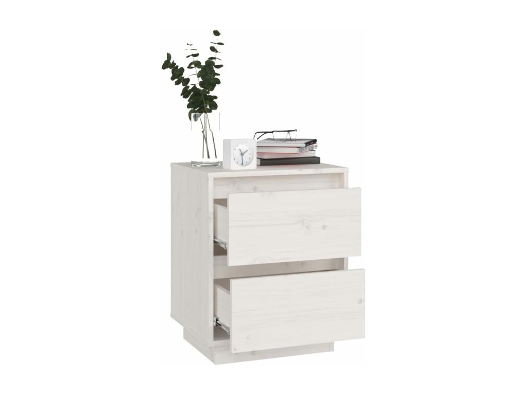 Dormeva - White Bedside Table 40x35x50 cm Solid Pine Wood PRZH57778