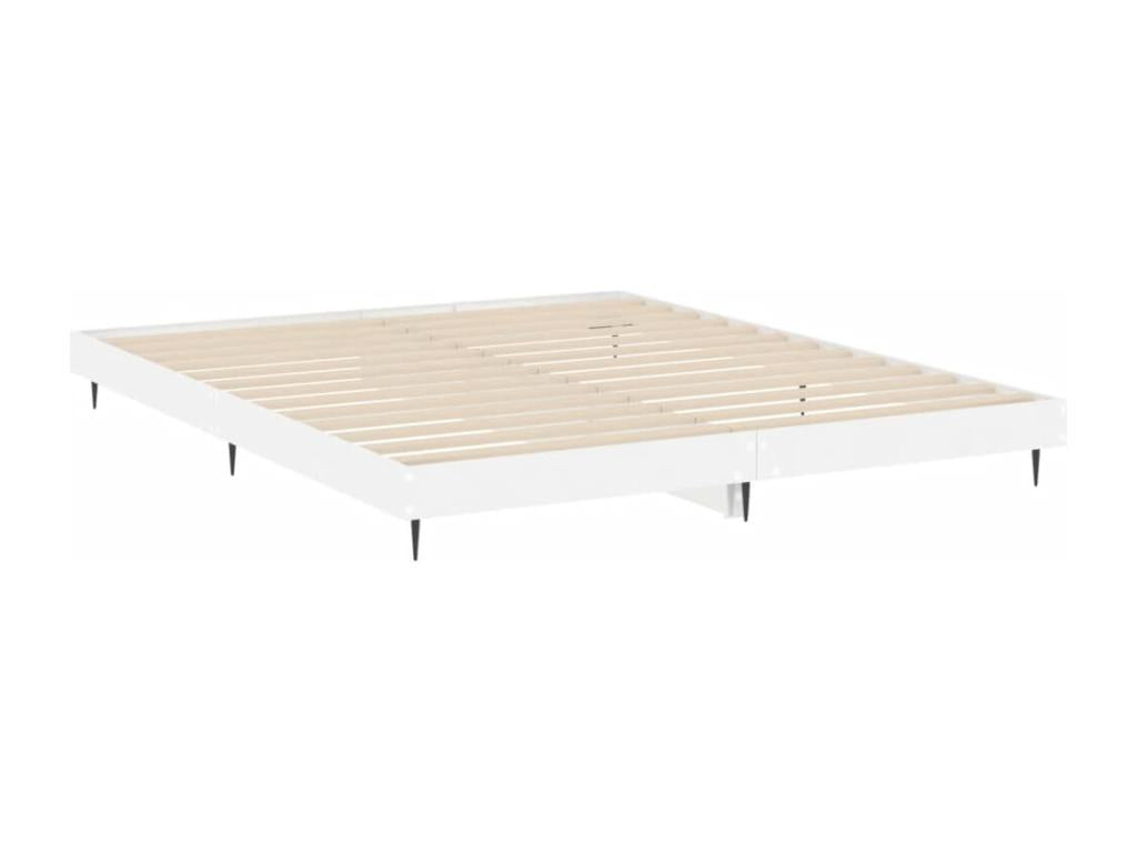 High-gloss white bed frame 140x200 engineered wood OOUE29990