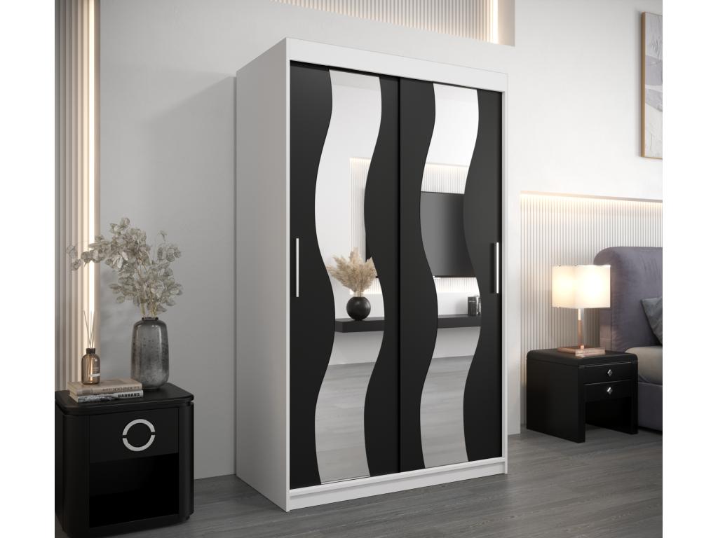 Lysvia Sliding Door Wardrobe 200/120/62 2 Doors White/Black HMHG26367