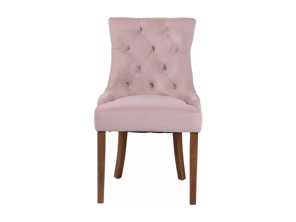 Dining chair x1, antique design, upholstered in pink velvet with 4 light wood legs, 10 0001940 XXUC12083