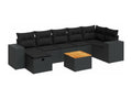 8-piece garden furniture set with cushions, black resin wicker OUPU28243