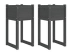 2-piece planter set, grey, 40x40x81 cm, solid pine wood, ZWCP91446