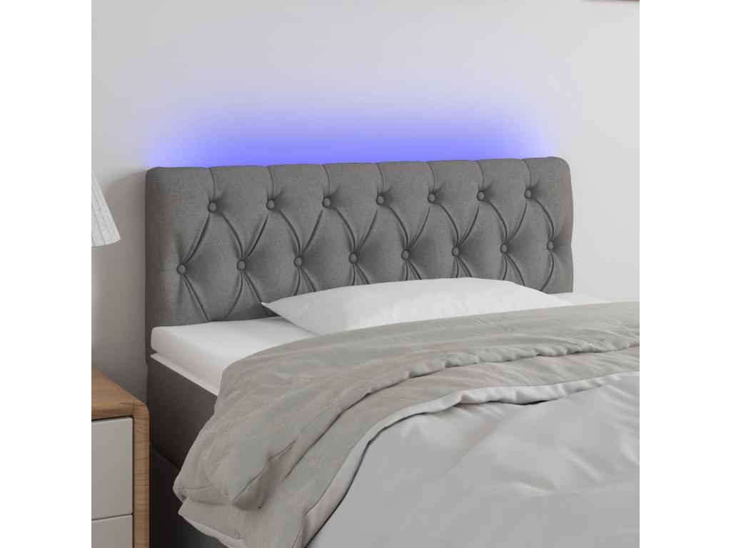 LED Headboard Dark Grey 90x7x78/88 cm Fabric EWHJ98446