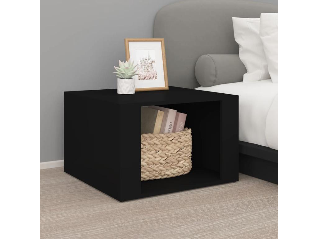 Black bedside table 57x55x36 cm Engineered wood TUAN64821