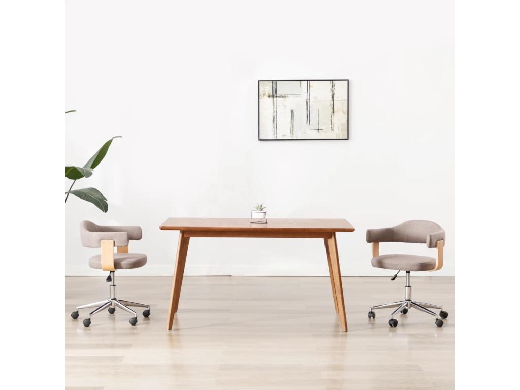 Lysvia swivel dining chairs, set of 2, bentwood and fabric, UXQR10663