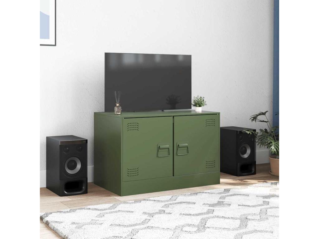 Olive green TV stand 67x39x44 cm steel RFHH83741