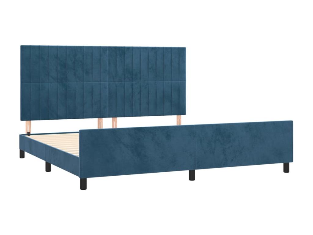 Dark blue velvet bed frame without mattress 200x200 cm SSWN23209
