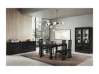Lysvia - Complete Black Lacquered Living Room Set with 160cm Table, Sideboard, and Display Cabinet with LEDs QFCZ64833