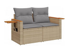 Garden furniture set with cushions, 9 pieces, beige woven resin, MEBG33185