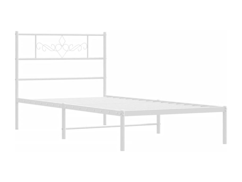 Metal bed frame with white headboard 90x200 cm RIYA97158