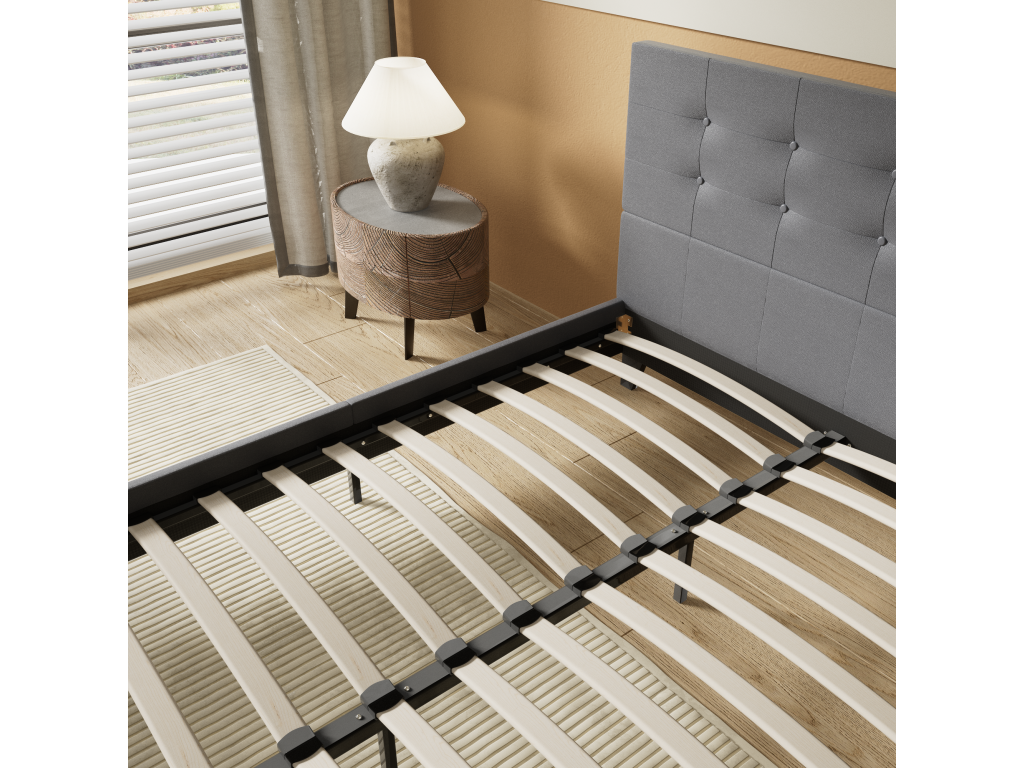 140x200 cm bed with buttoned headboard, grey color JESO49857